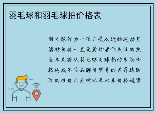 羽毛球和羽毛球拍价格表
